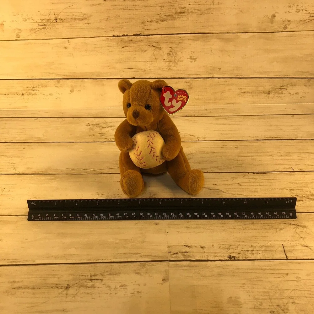 Ty Beanie Babies Shortstop Baseball Bear Brown Plush Toy‎ 2005